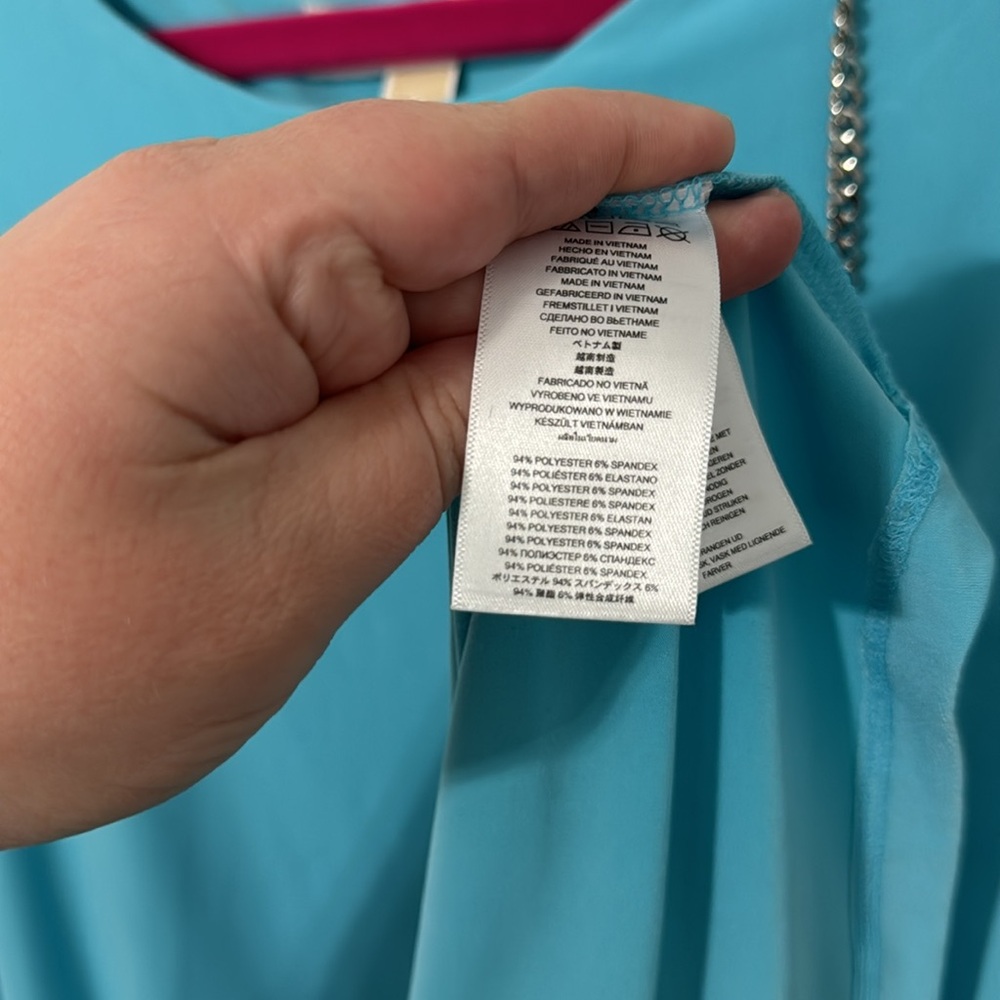 Michael Kors 1X blue tank with silver zipper details - Picture 10 of 15